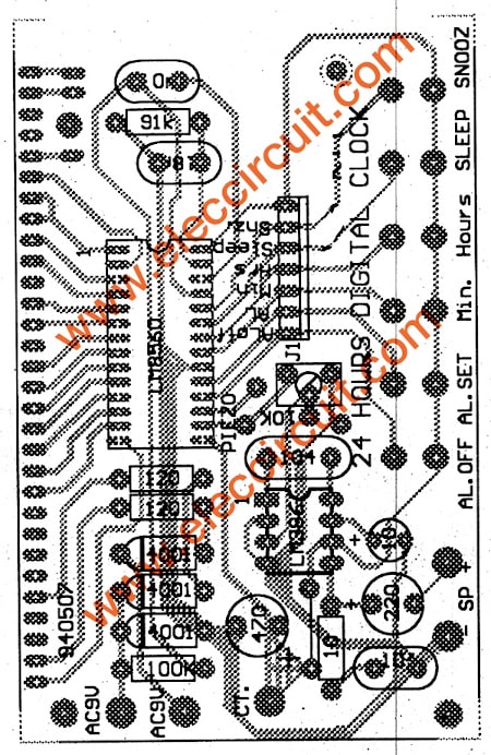components layout of digital clock using LM8560