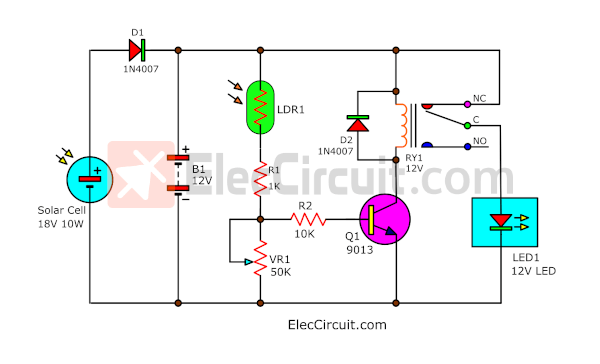 simple automatic LED solar light circuit