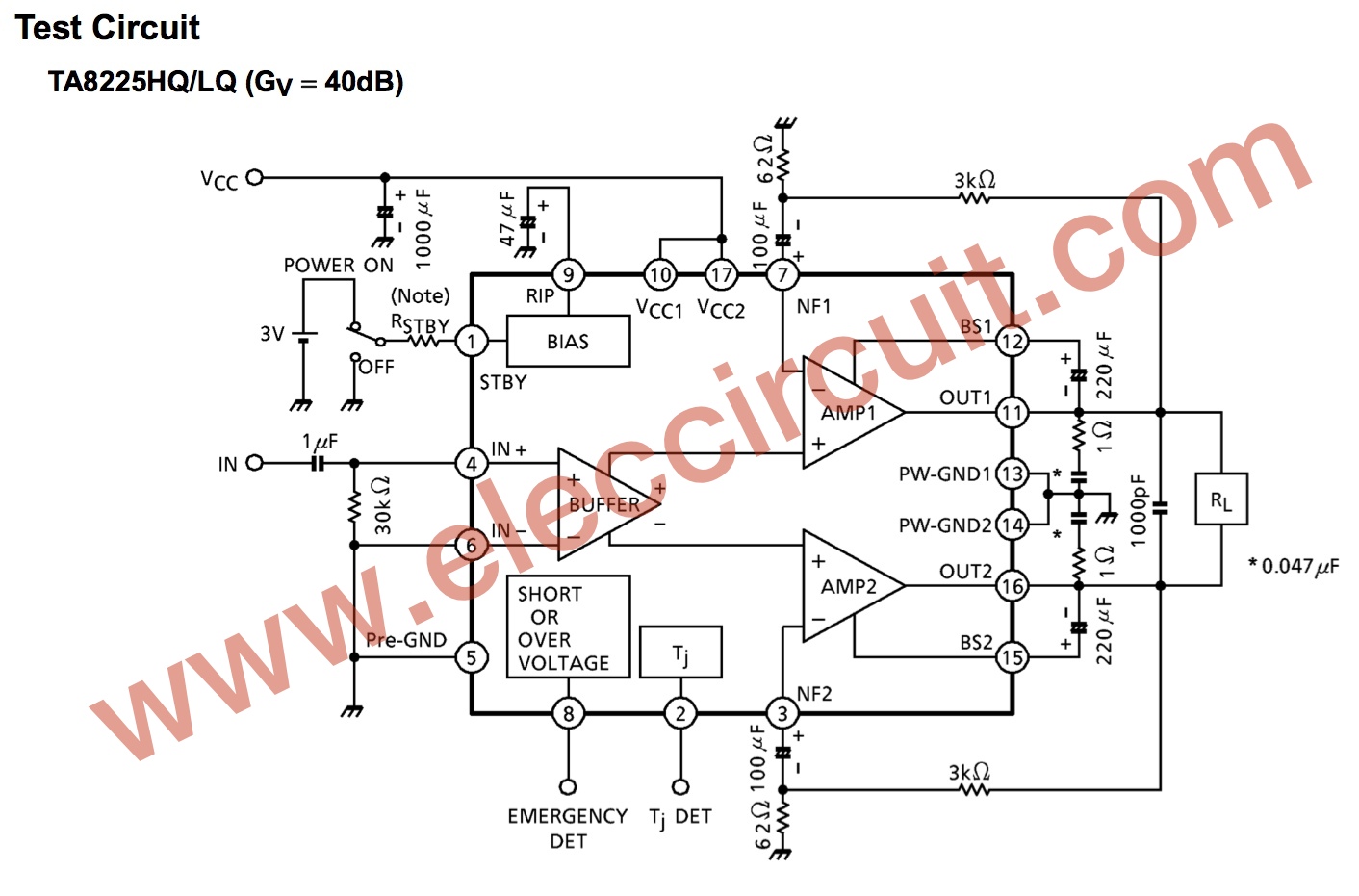 The circuit diagram of TA8225 ICs