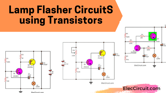 Lamp flasher circuit using transistors