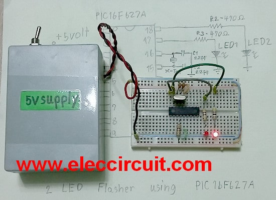 testing_2LED-flasher-circuit-pic16f627a