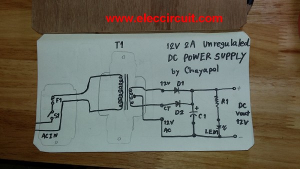 schematic-diagram of Simple 12V 2A DC power supply