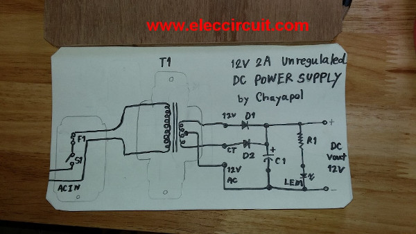 Simple 12V 2A Power supply circuit 