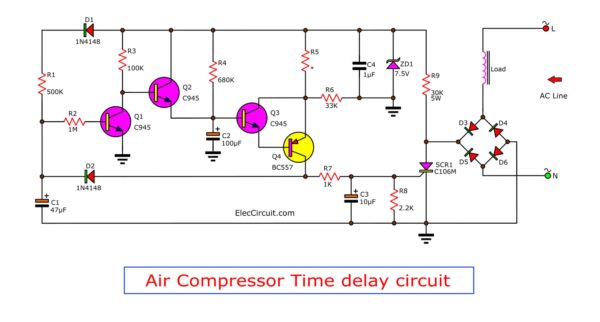 Schematic diagram of air compressor time delay