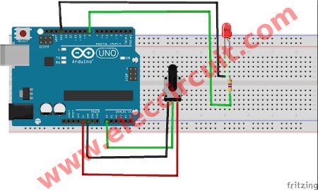 Testin adiustable LED flasher circuit using Arduino on Bread board