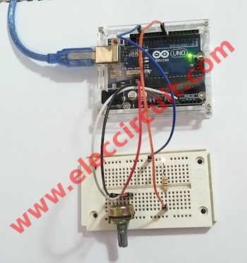Adjustable LED flasher using potentiometer on Arduino