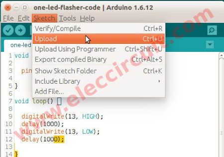 Upload code on Arduino