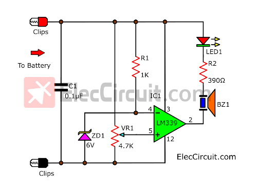 LM339 low voltage battery indicator circuit