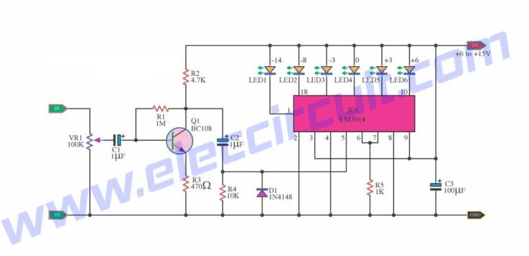 4 LED voltage indicator circuits Circuit Diagram
