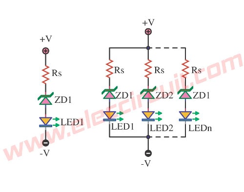 simple voltage level indicator using Zener Diode