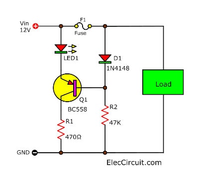 Blown Fuse indicator circuit with LED Display