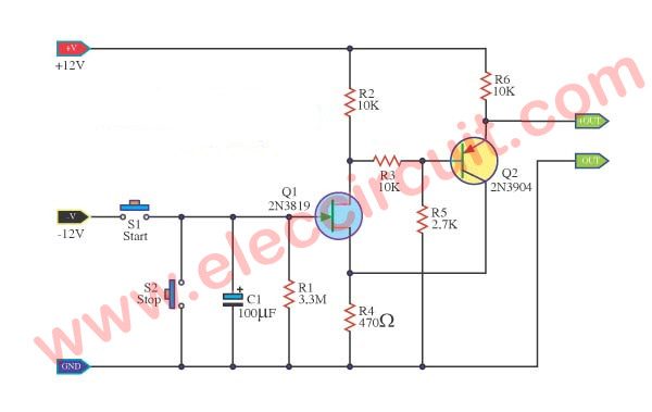 10 minute time delay using 2N3819 FET