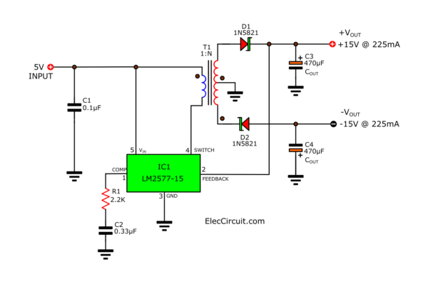 3.7V 5V to +15V -15V DC DC Converter Step up Boost Dual Voltage