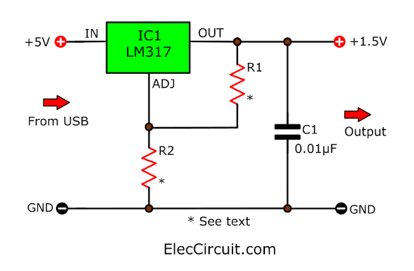 5V to 1.5V DC converter circuit