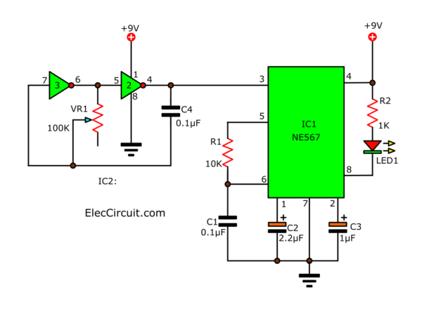 Basic tone detector using NE567