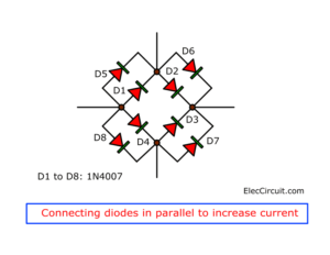 Connecting diodes in parallel to increase current