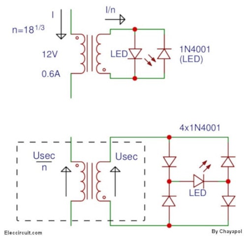 current transformer AC load LED Indicator circuit