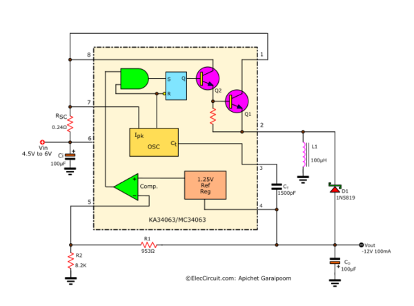 MC34063 Switching Regulator: Step-Up, Down & Inverting Circuits