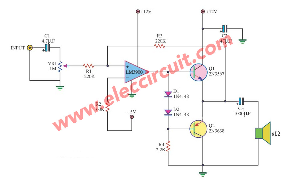 Small Ic Power Amplifier Circuits For Speaker Eleccircuit Com