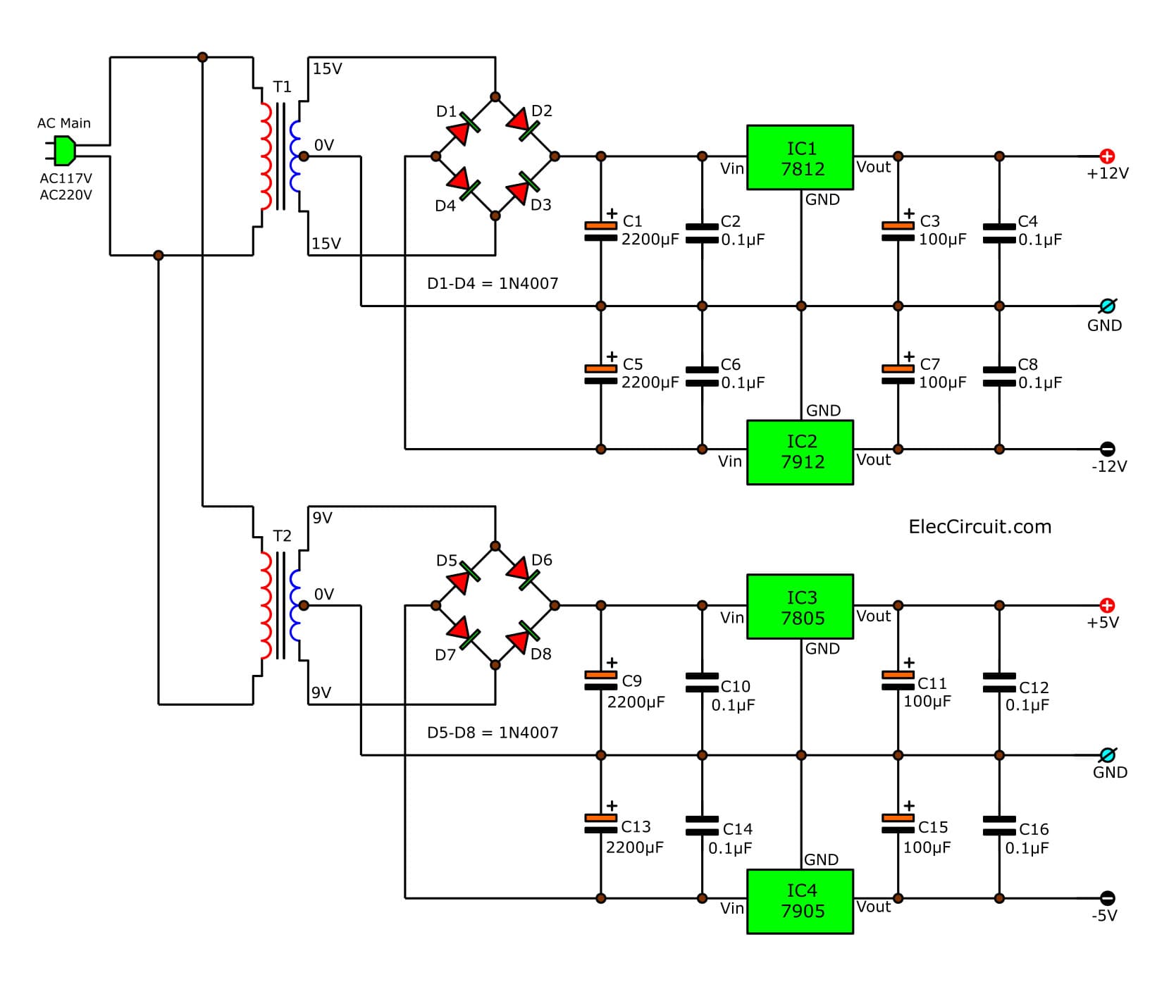 Power Supply Circuit Diagram 5v 5v 1a Power Supply Circuit D