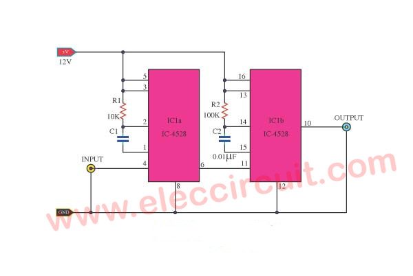 Pulse delayer circuit using CD4528