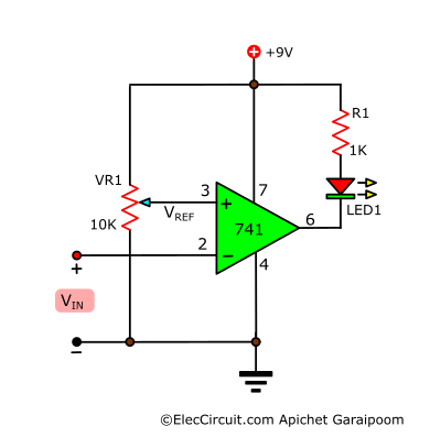 Simple Level Voltage Detector Circuit Using LM741