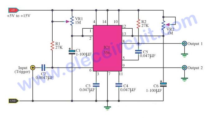 Two-Stage Timer using IC Dual Timer NE556