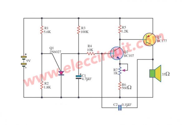 Simple Warble tone generator circuit