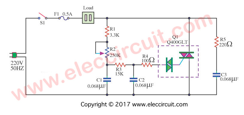 Dimmer circuit using SCR - TRIAC 