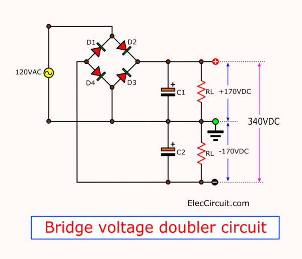 120V to 340V Bridge voltage doubler circuit