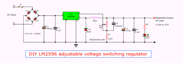 DIY LM2596 circuit Adjustable Voltage Switching Regulator