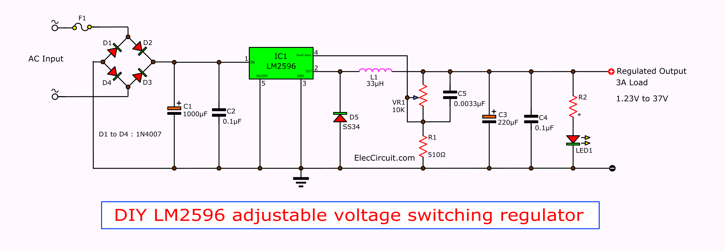 LM2596 2596 DC-DC Step-Down Buck Converter Adjustable Adjust Variable  Voltage Regulator Module