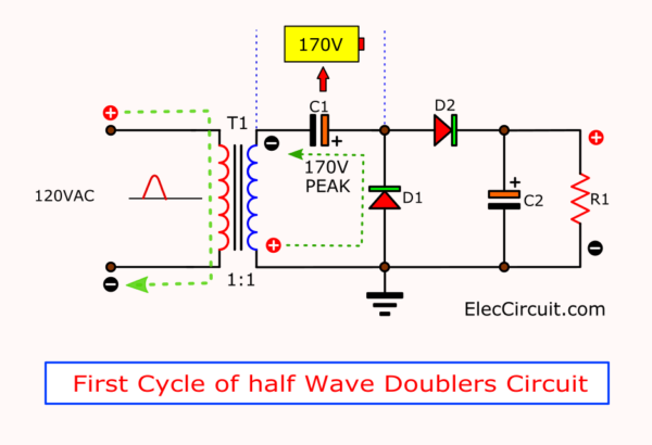 First Cycle of half Wave Doublers Circuit