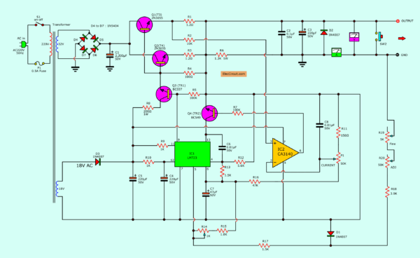 0-30V 5A power supply circuit digagram