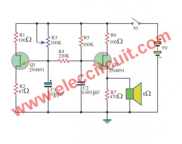 Cricket Generator circuit using 2N4891