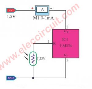 Simple Light meter circuits using LM334