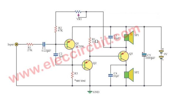 mono amplifier two speaker