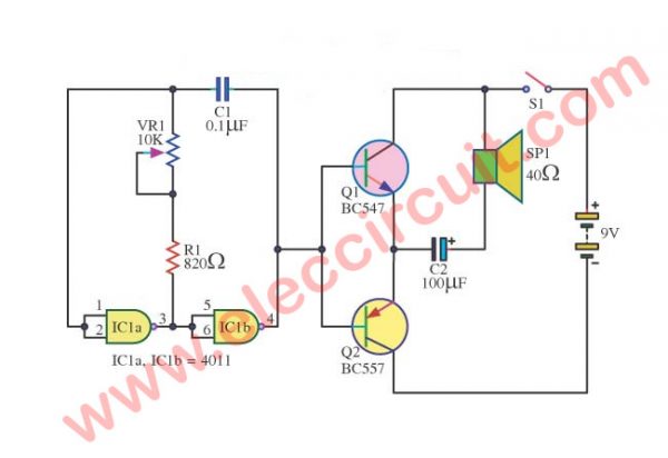 Morse Buzzer Alarm or Continuity Tester by IC 4011