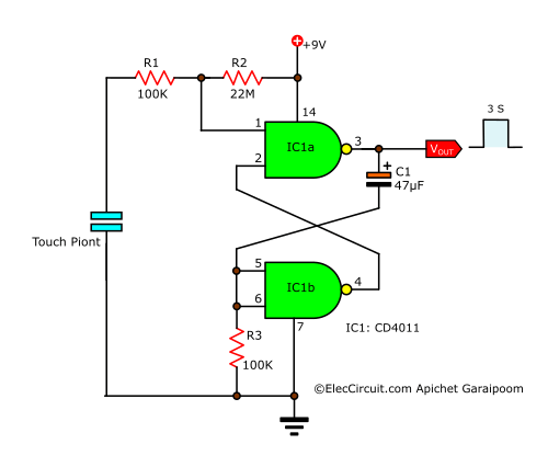 Simple one shot Touch Switch using IC4011