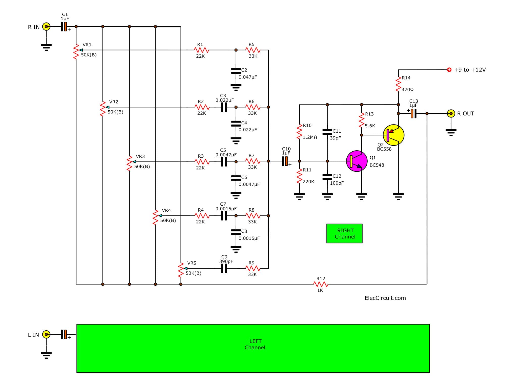Transistor equalizer circuit diagram | ElecCircuit.com