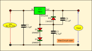 Diodes Increase voltage 7805 regulator