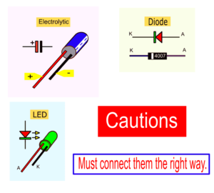 Electrolytic diode led connection pins