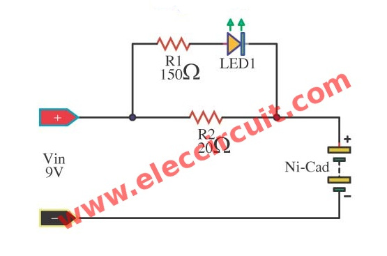 Simple nicad battery charger circuit by little part - ElecCircuit