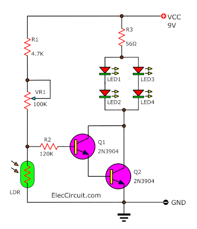 Simple baby automatic night light circuit