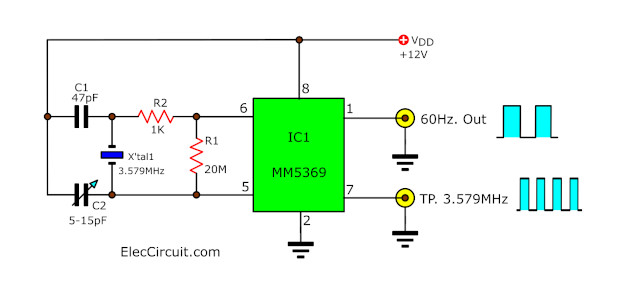 60Hz oscillator circuit using MM5369