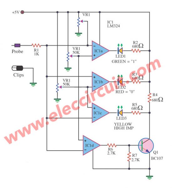 Logic Digital Tester  using LM324