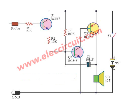 logic-probe circuit with transistors