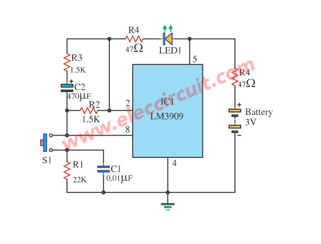 LM3909 Frequency generator | LED flasher circuit ideas