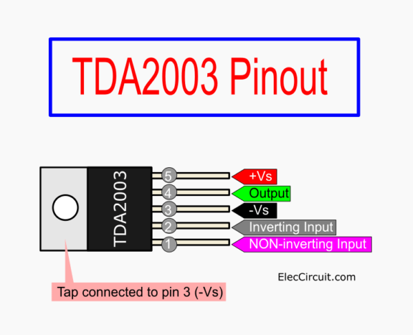 TDA2003 pinout