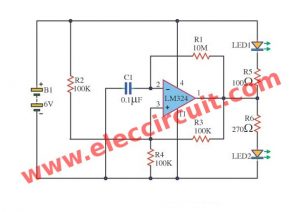 Op-amp LED flasher - oscillator circuit using LM324